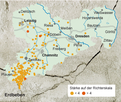 Karte zu Erdebeben in Sachsen